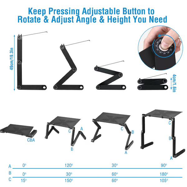 Adjustable Aluminum Laptop Stand | Ventilated Tray