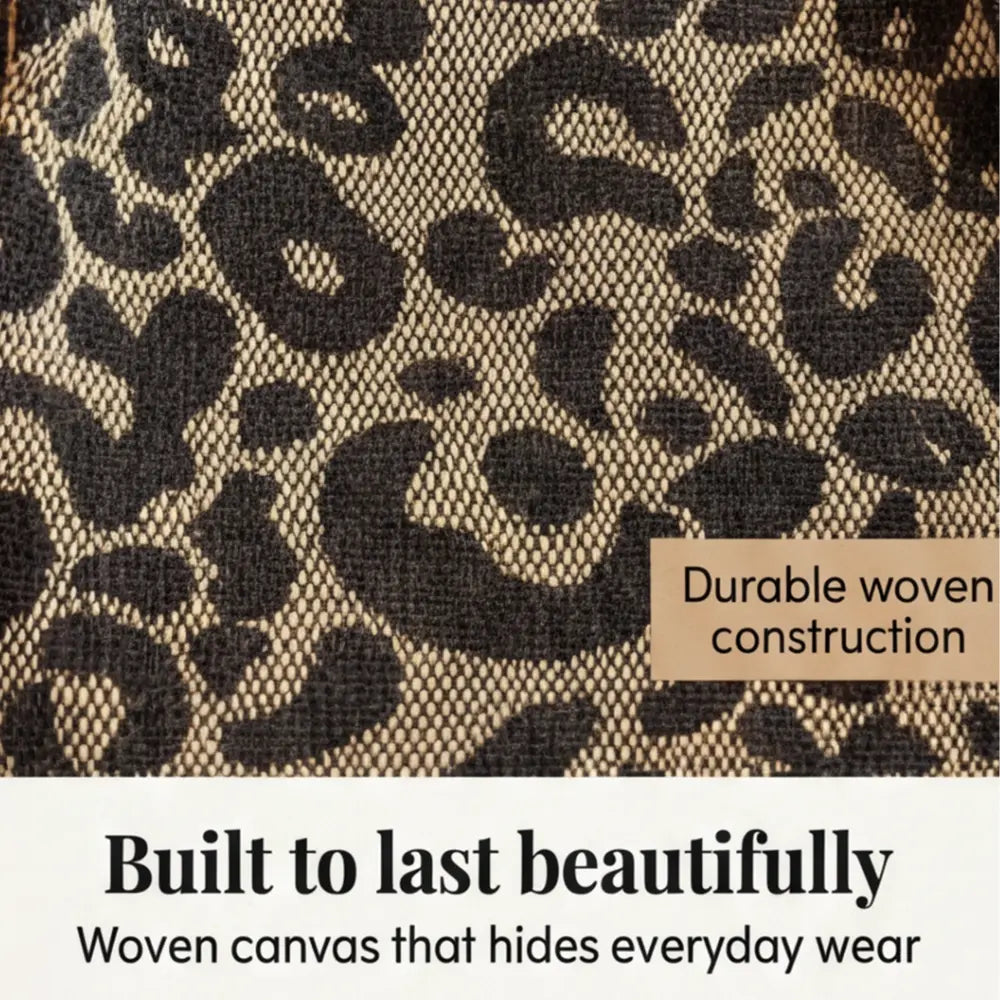 Leopard Print Canvas Tote with Gold Chain Handles