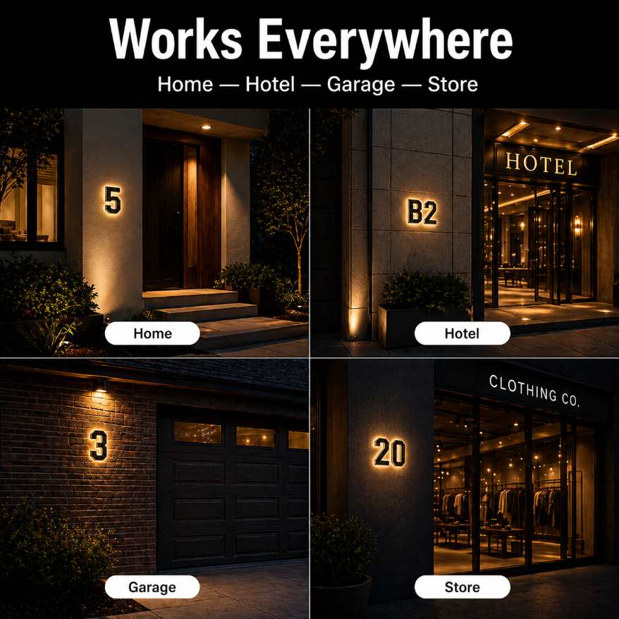 LED Illuminated Solar House Number Sign