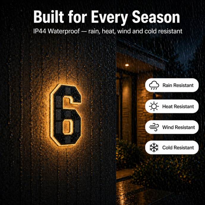 LED Illuminated Solar House Number Sign