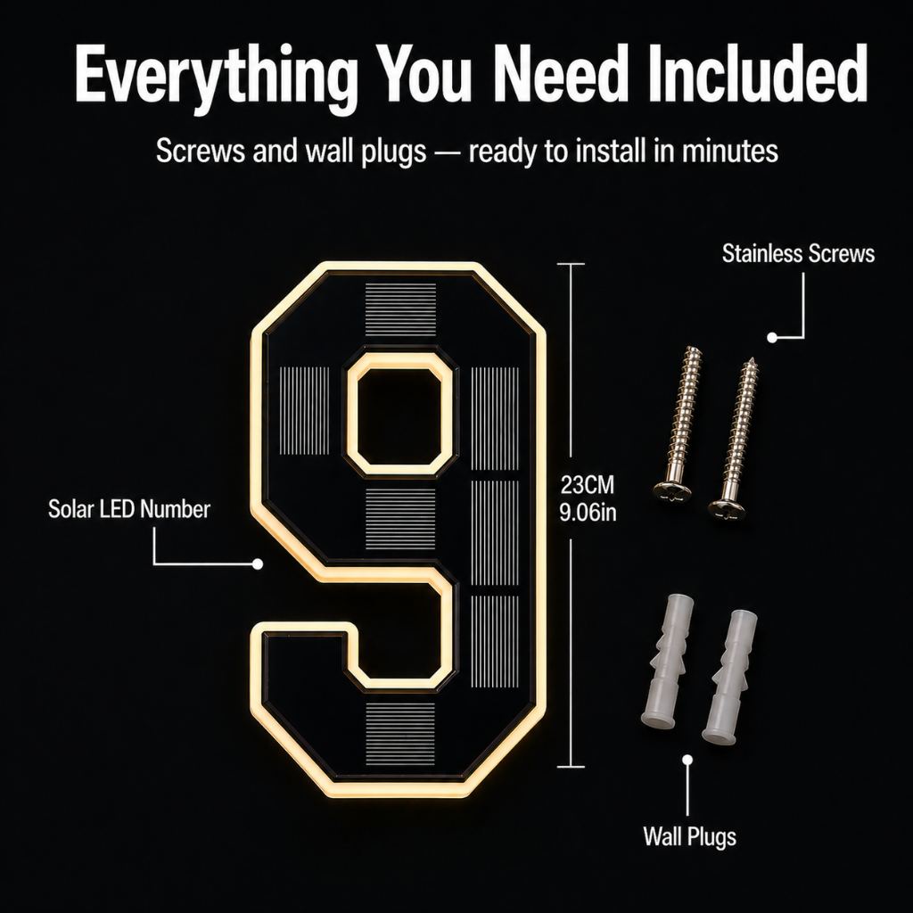 LED Illuminated Solar House Number Sign