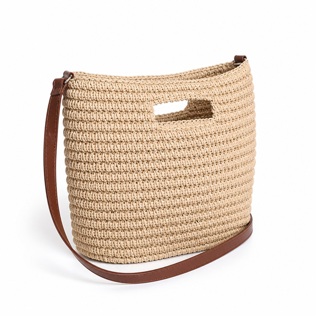 100% Cotton Leather-Handle Tote Bag