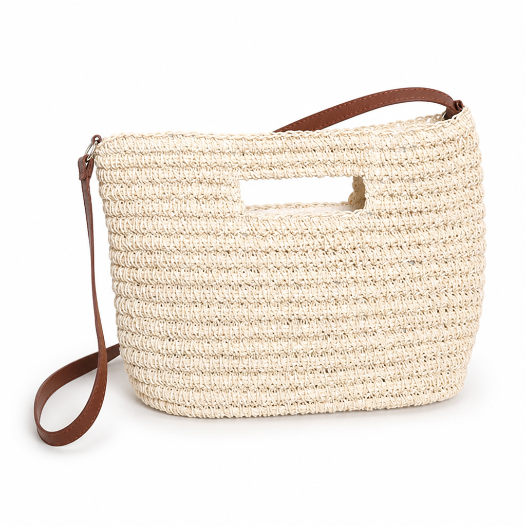 100% Cotton Leather-Handle Tote Bag