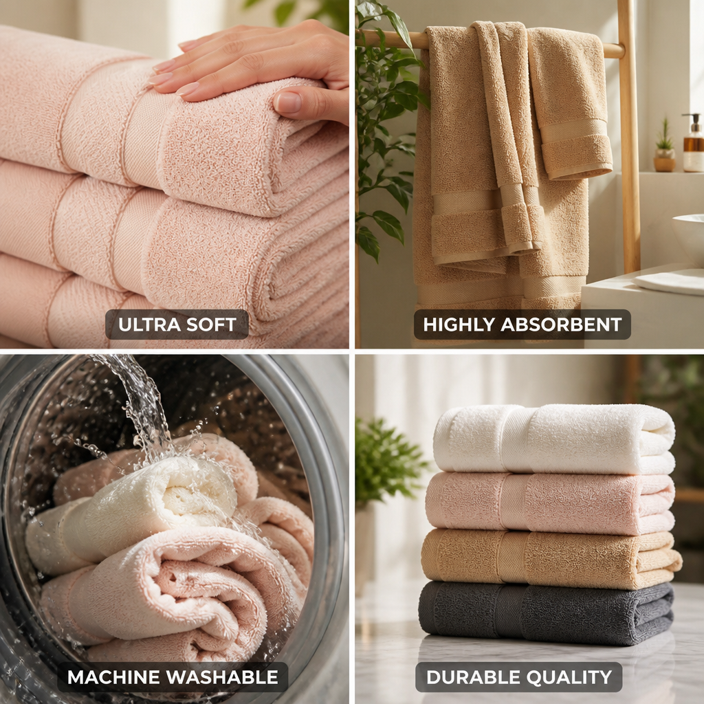 100% Cotton Plush Towel Set (Hand & Bath Sizes)