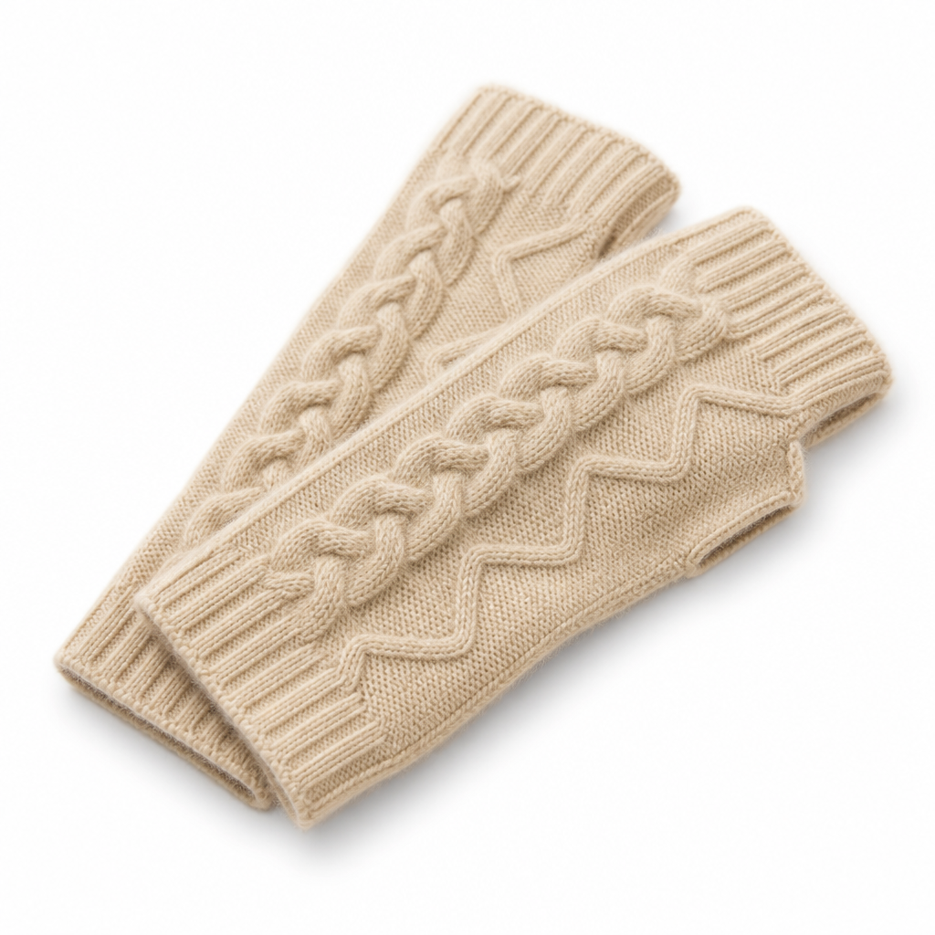 100% Goat Cashmere Wrist-Length Fingerless Gloves (Women's One Size)