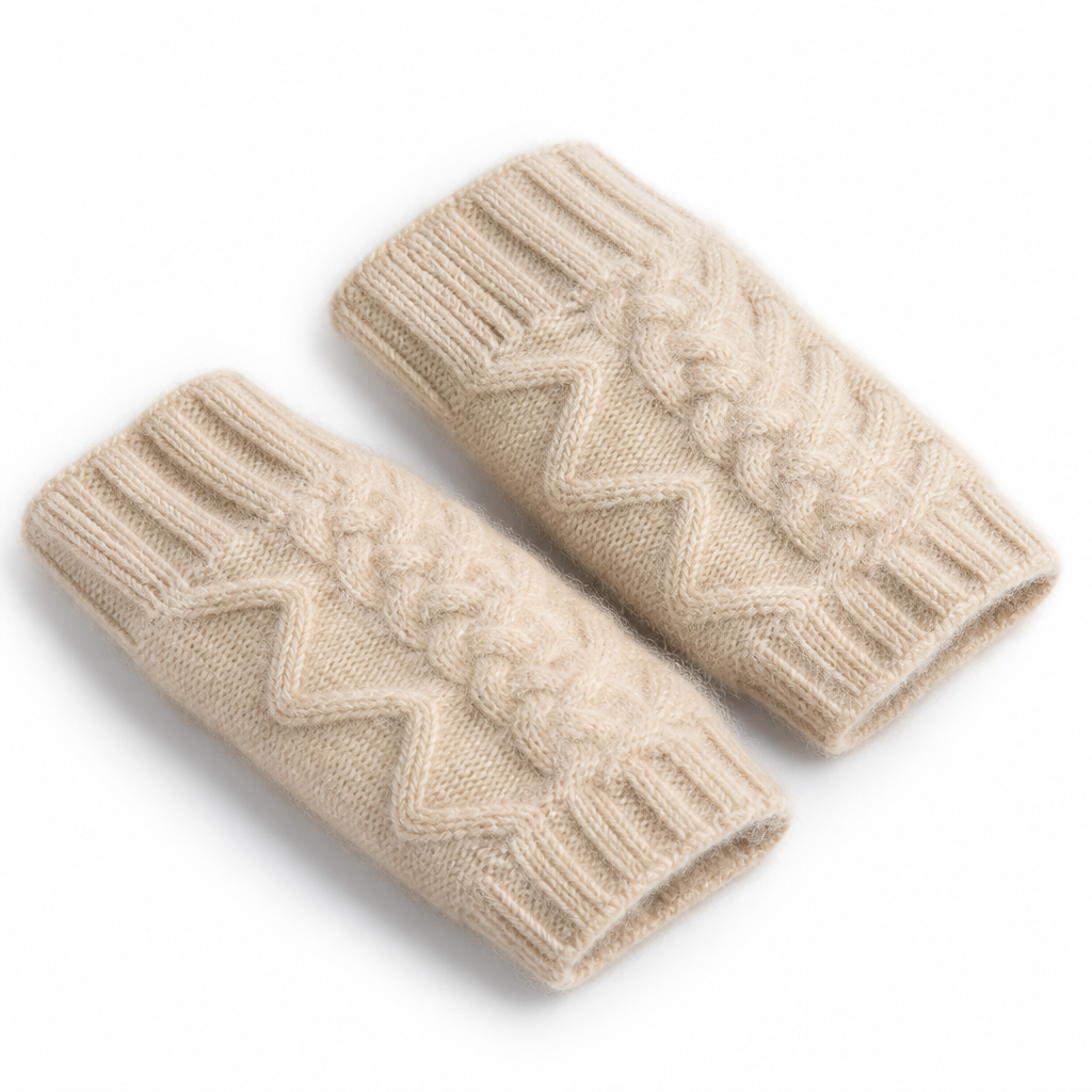 100% Goat Cashmere Wrist-Length Fingerless Gloves (Women's One Size)