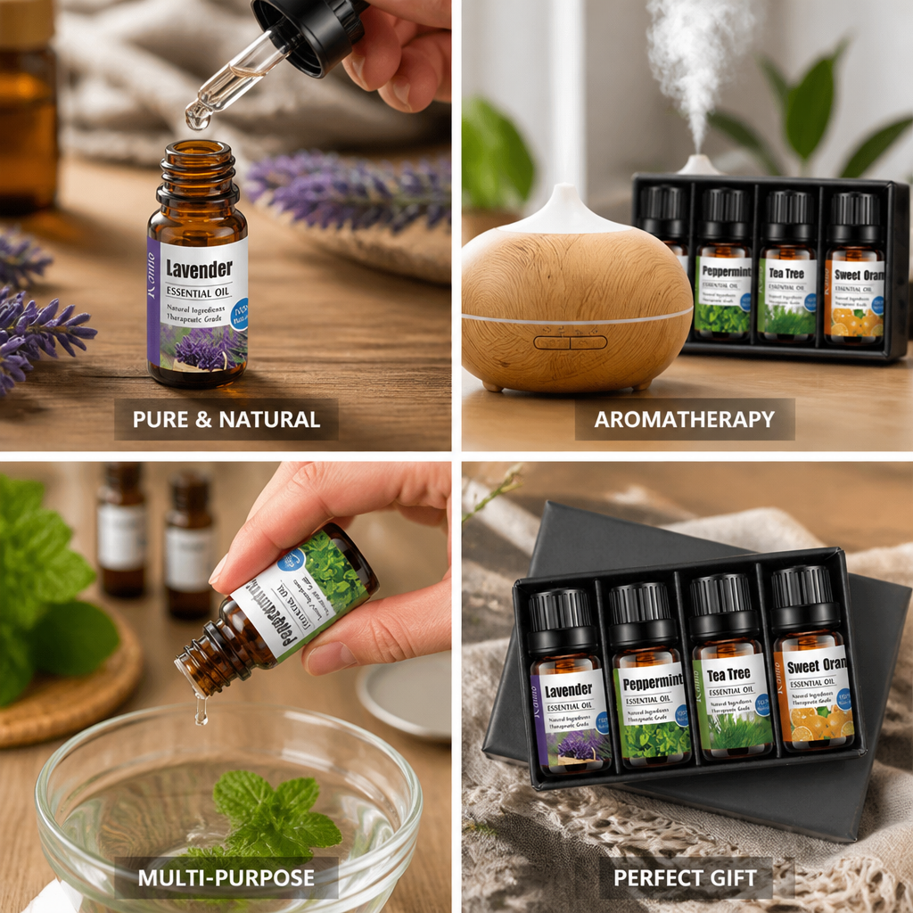 100% Pure Aromatherapy Essential Oil Kit (4 x 10 ml)