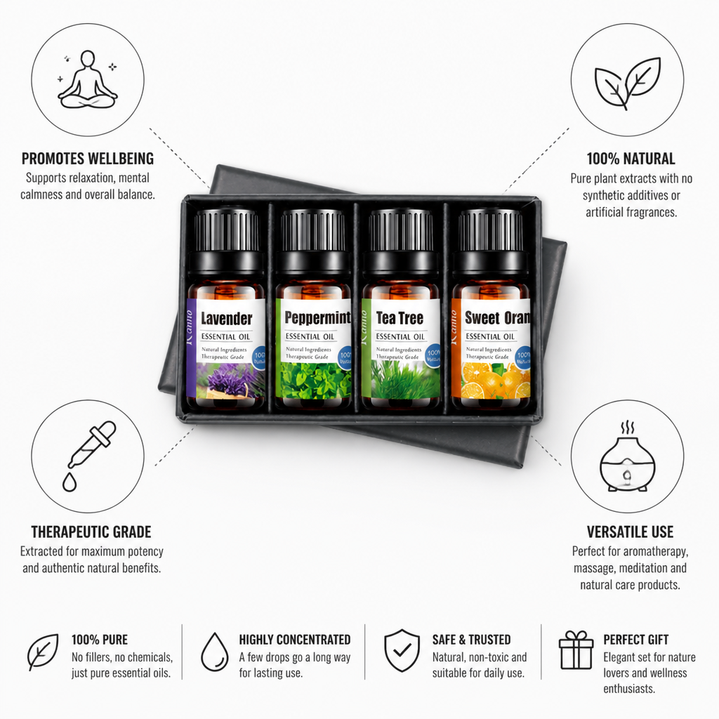 100% Pure Aromatherapy Essential Oil Kit (4 x 10 ml)