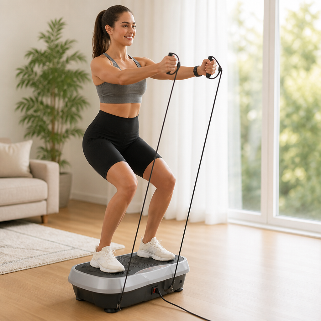 120-Speed Non-Slip Vibration Plate With Resistance Bands