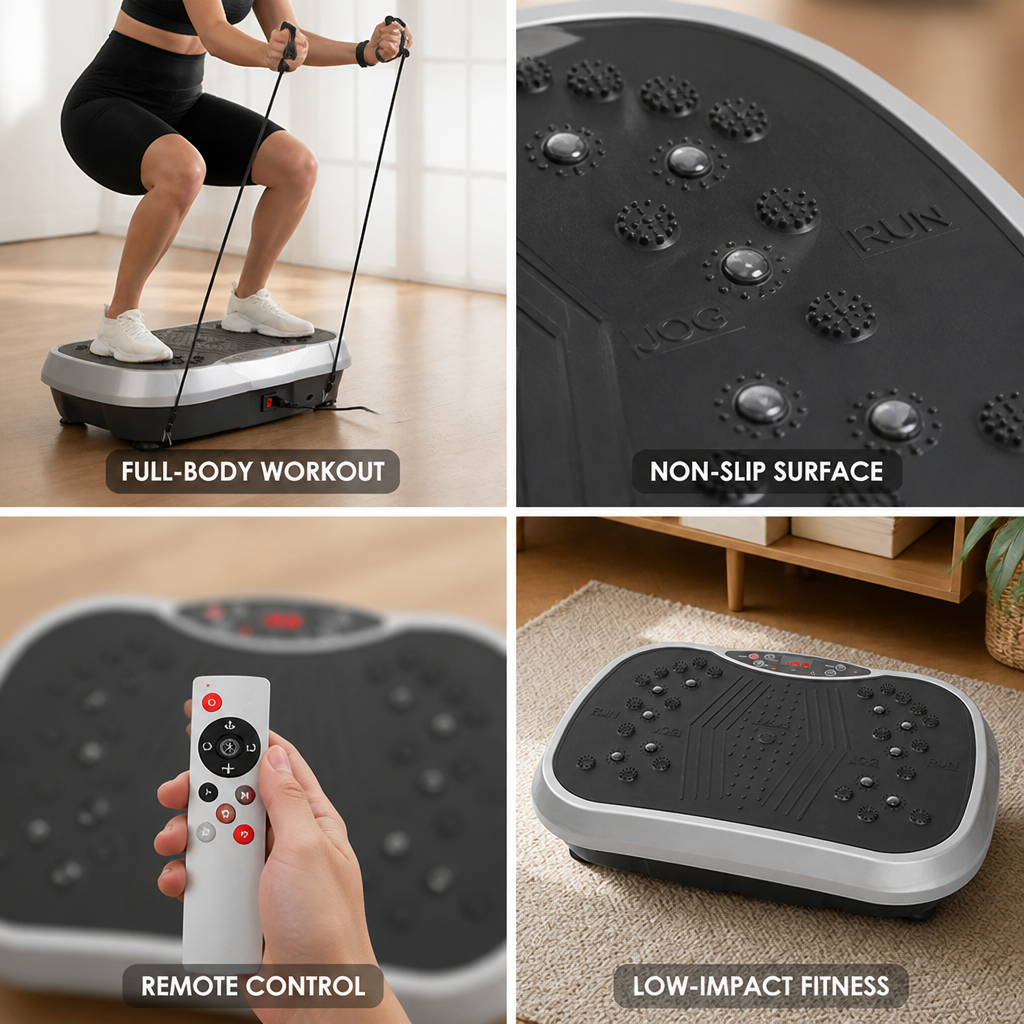 120-Speed Non-Slip Vibration Plate With Resistance Bands