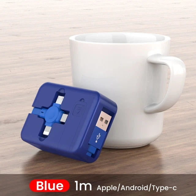 3-in-1 Retractable Charging Cable USB-A Lightning USB-C Micro USB
