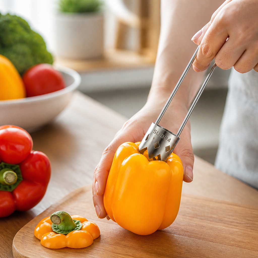 304 Stainless Steel Twist-Press Fruit & Vegetable Corer
