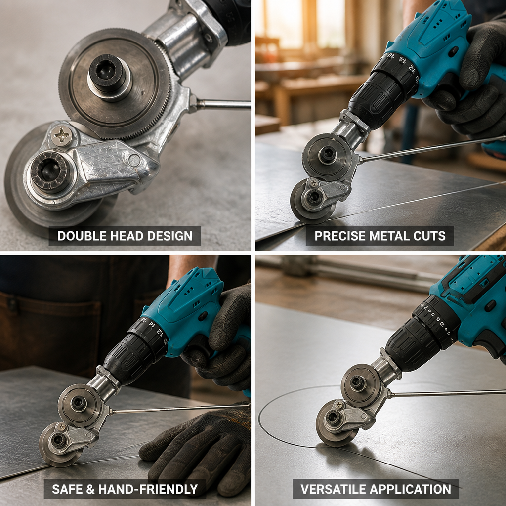 360° Double-Head Metal Drill Nibbler Attachment (Universal Fit)