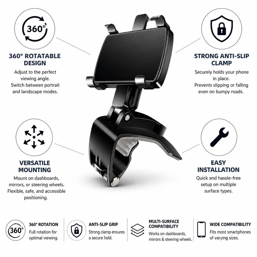 360° Rotating Anti-Slip Multi-Surface Phone Mount