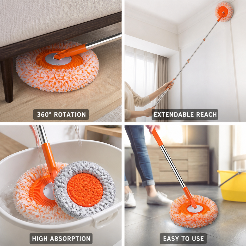 360° Rotating Extendable Chenille & Microfiber Mop