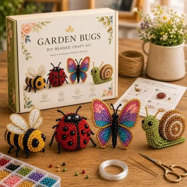 3D Bead Craft Kit Beginner-Friendly Set of 4 Animals Includes Tools & Instructions
