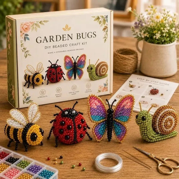 3D Bead Craft Kit Beginner-Friendly Set of 4 Animals Includes Tools & Instructions