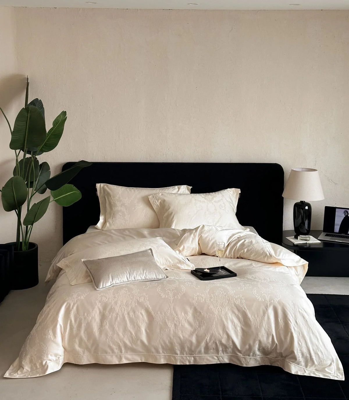 4-Piece Bedding Set Satin Damask Jacquard Breathable