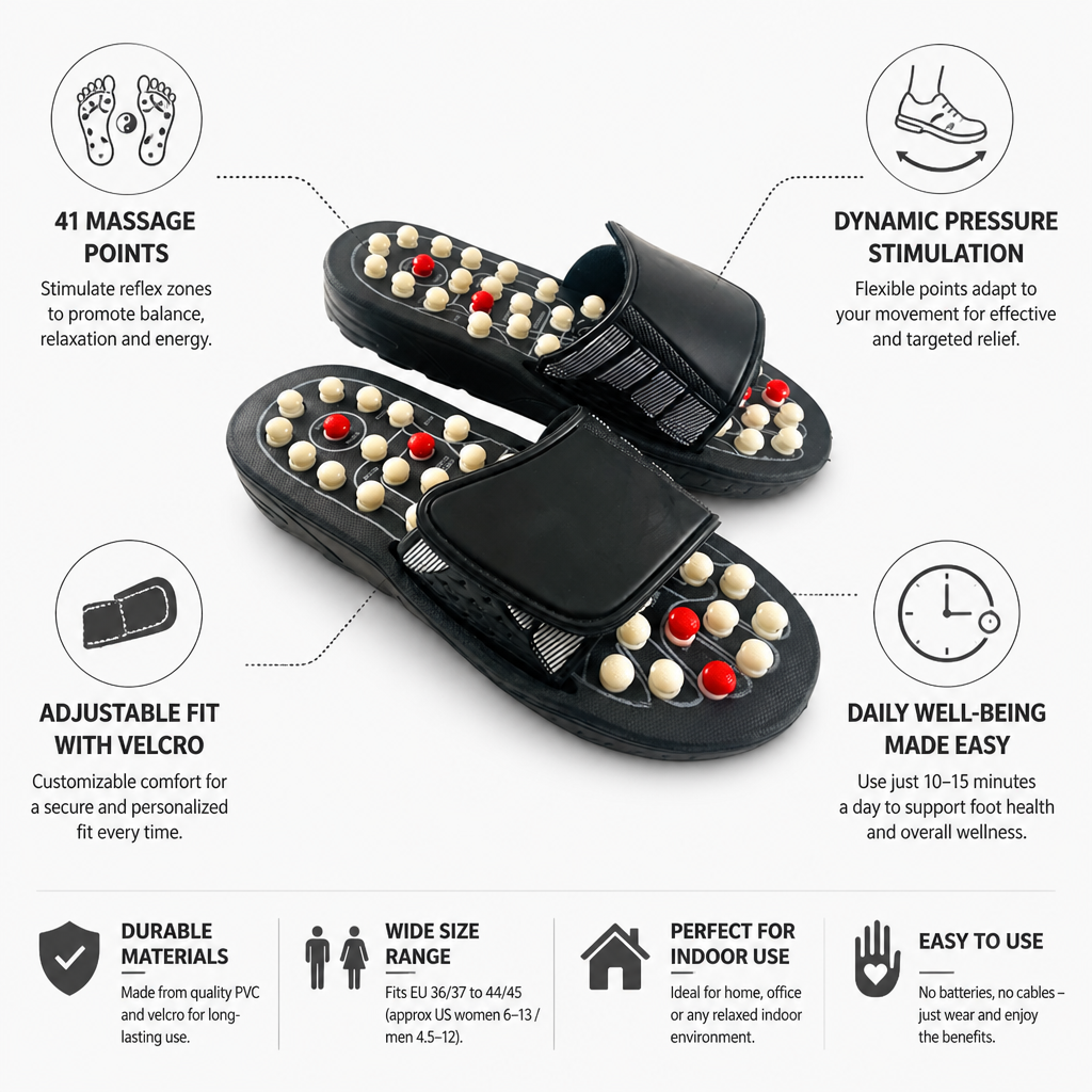 41-Point Reflexology Slippers (Adjustable Velcro)