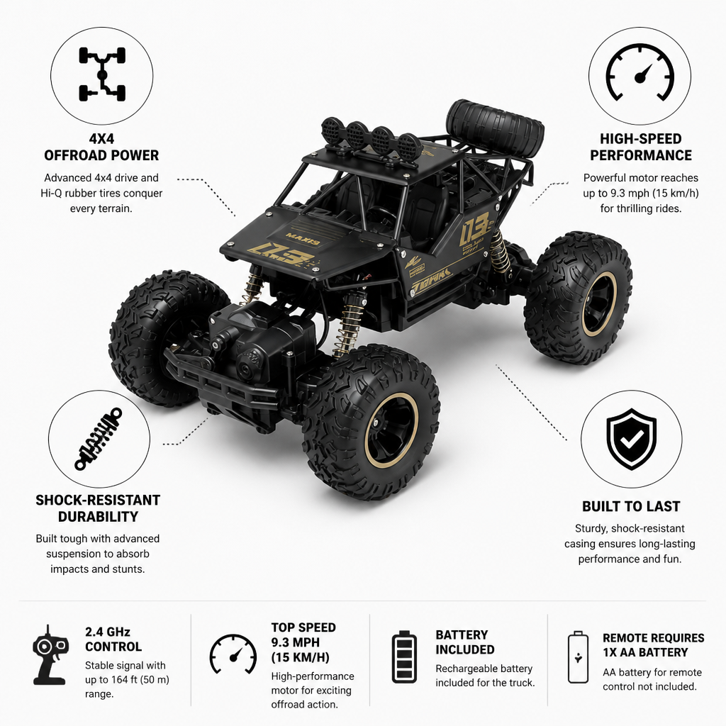 4x4 Shock-Resistant High-Speed RC Monster Truck
