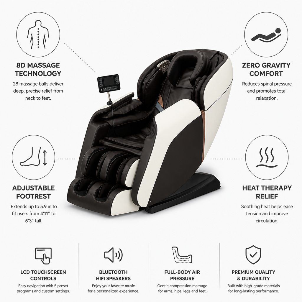 8D Heated Zero-Gravity Massage Chair