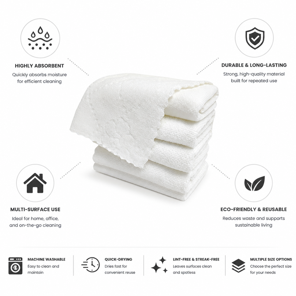 Absorbent & Quick-Drying Machine-Washable Cleaning Cloths