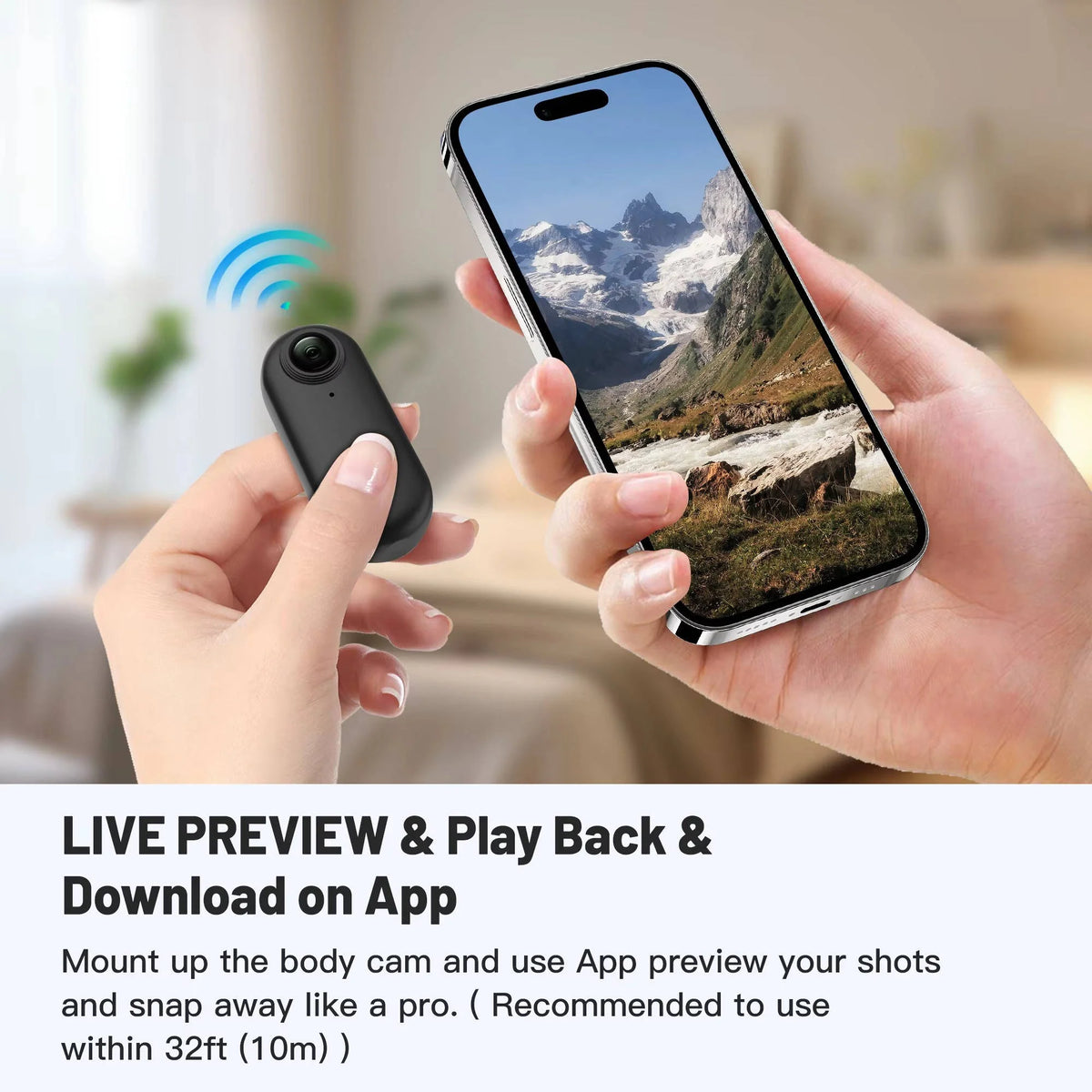 Action Camera 4K Waterproof Rotating Clip & Magnetic Mount