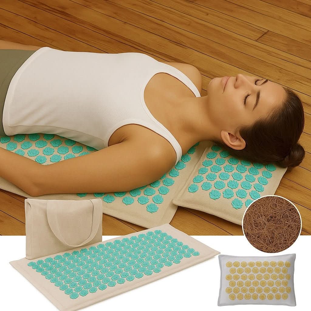 Acupressure Mat Set Cotton Surface Pillow & Carry Bag