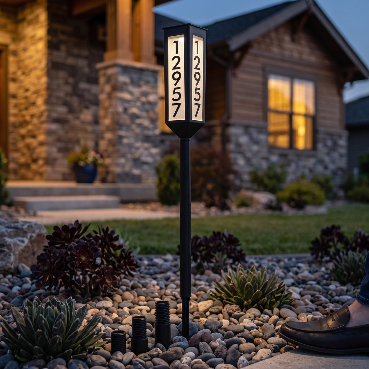 Address Stake Solar LED Adjustable Multi-Side Display