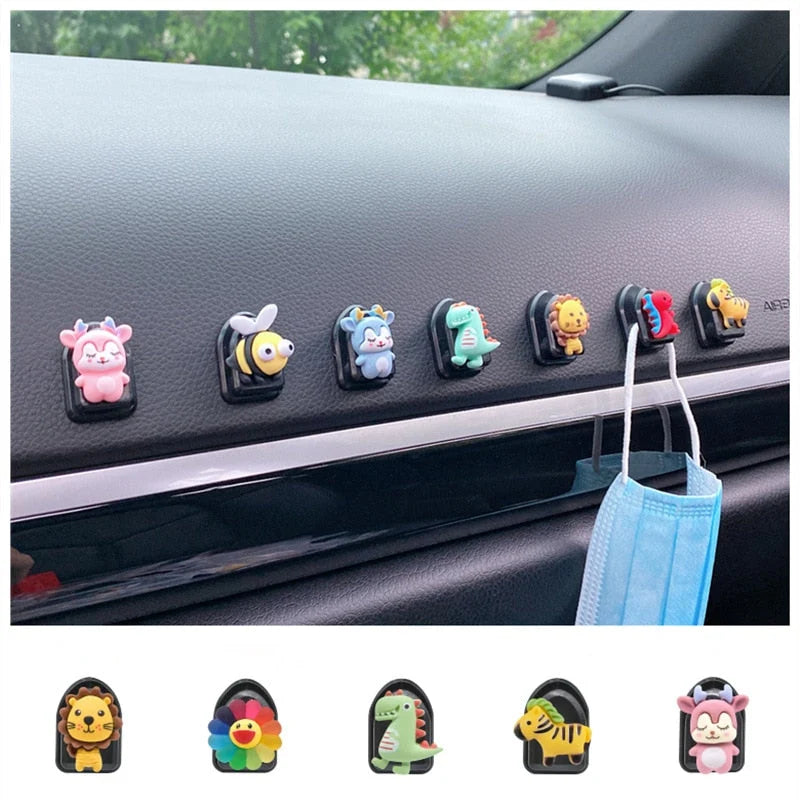 Adhesive Hooks Animal Design Set of 4 for Car & Home