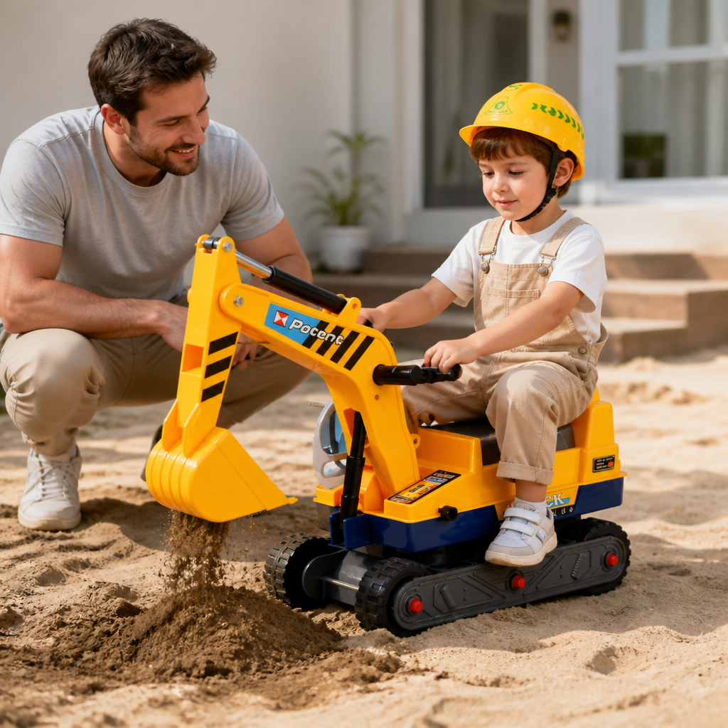 Adjustable Arm Ride-On Digger (Helmet Included)