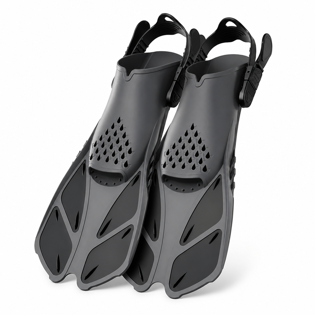 Adjustable Buckles Open Heel Short Snorkel Fins