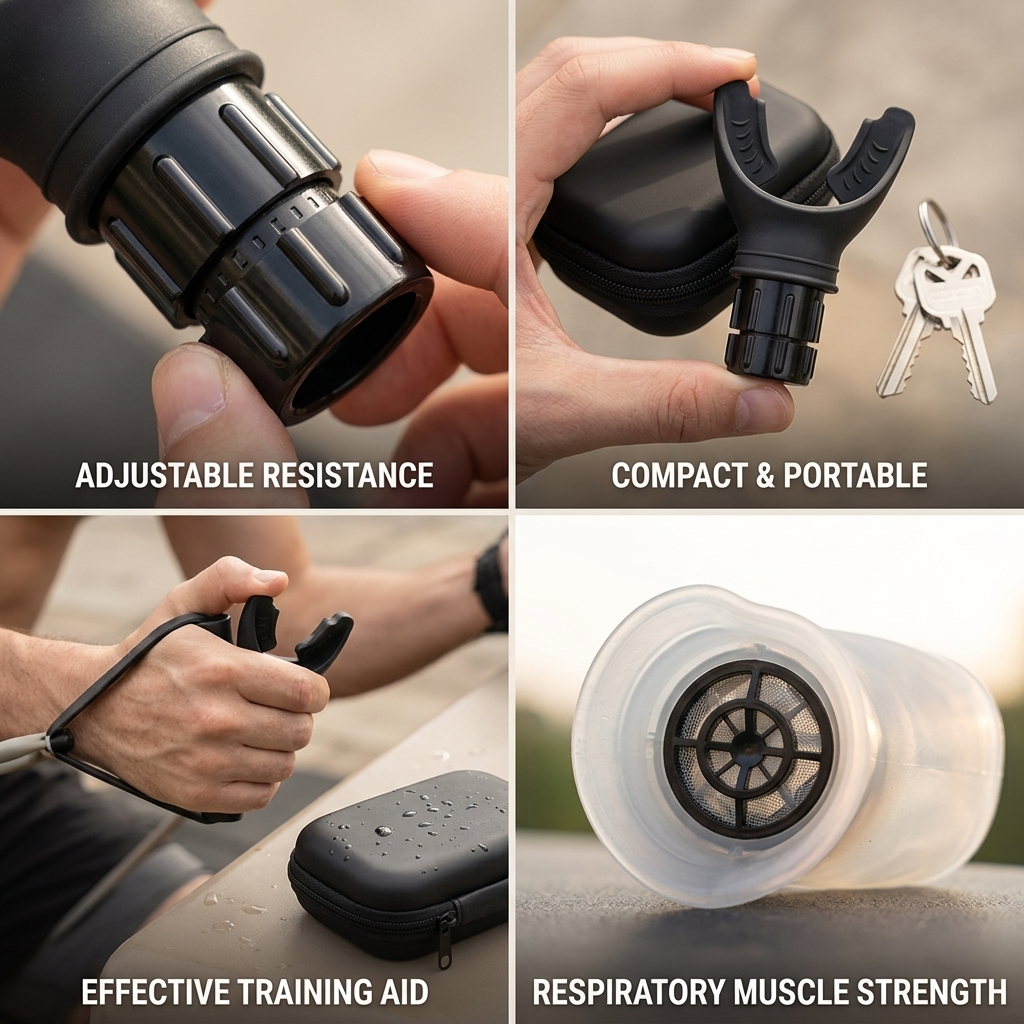 Adjustable Resistance Portable Breathing Trainer (Includes Storage Case)