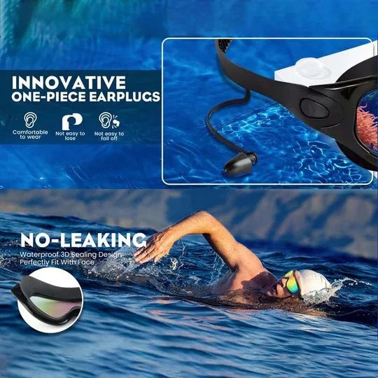 Adult Swimming Goggles Wide-Angle Lens Anti-Fog Adjustable Strap