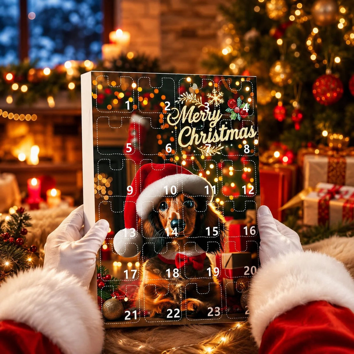 Advent Calendar 24 Dachshund Motifs Festive Christmas Decorations