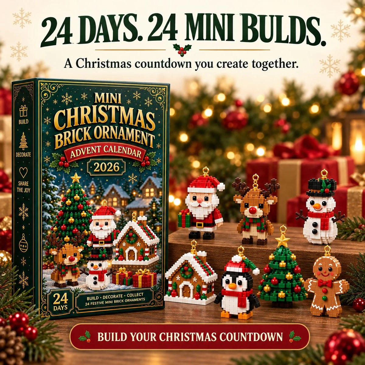 Advent Calendar 24 Mini Building Sets Hanging Ornaments
