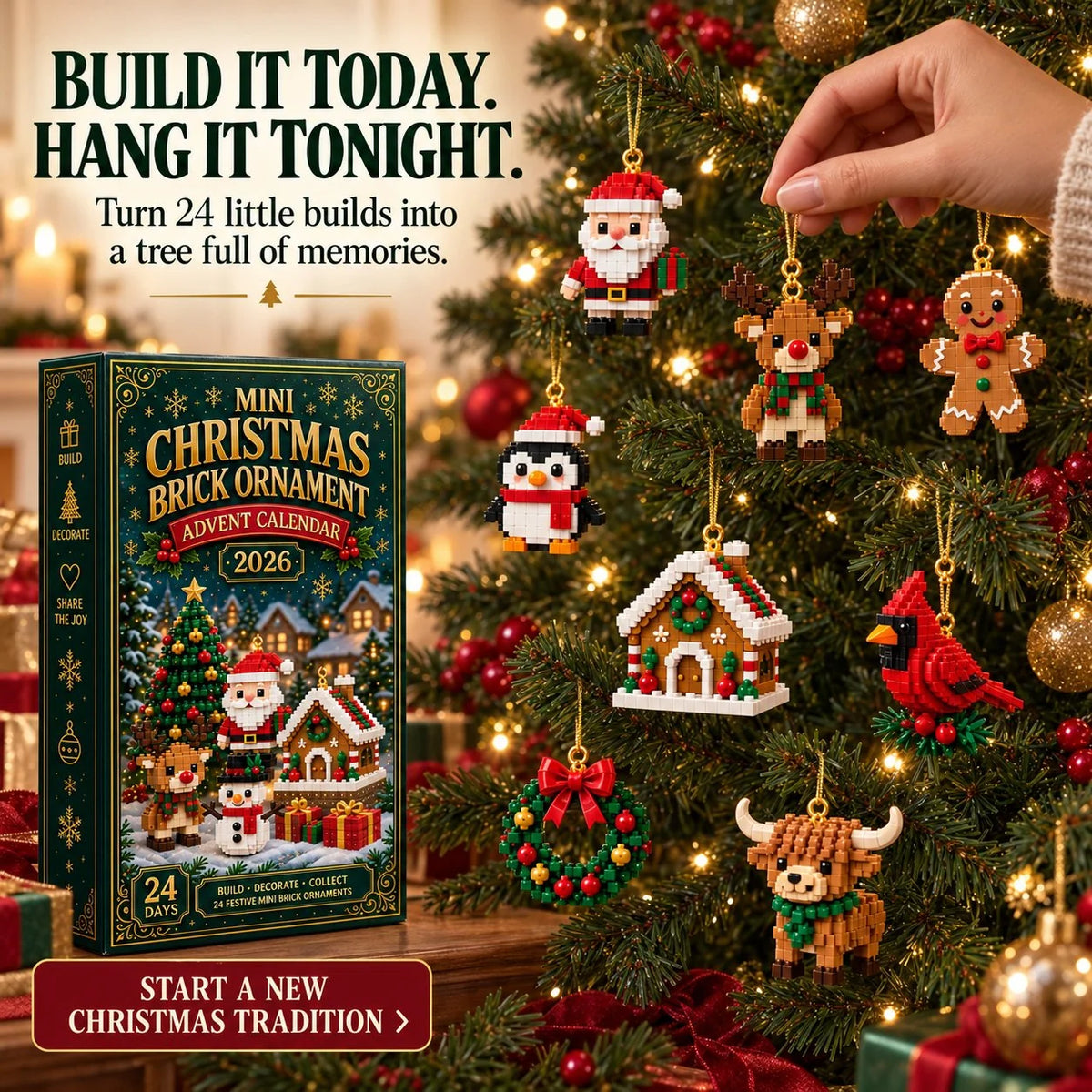 Advent Calendar 24 Mini Building Sets Hanging Ornaments