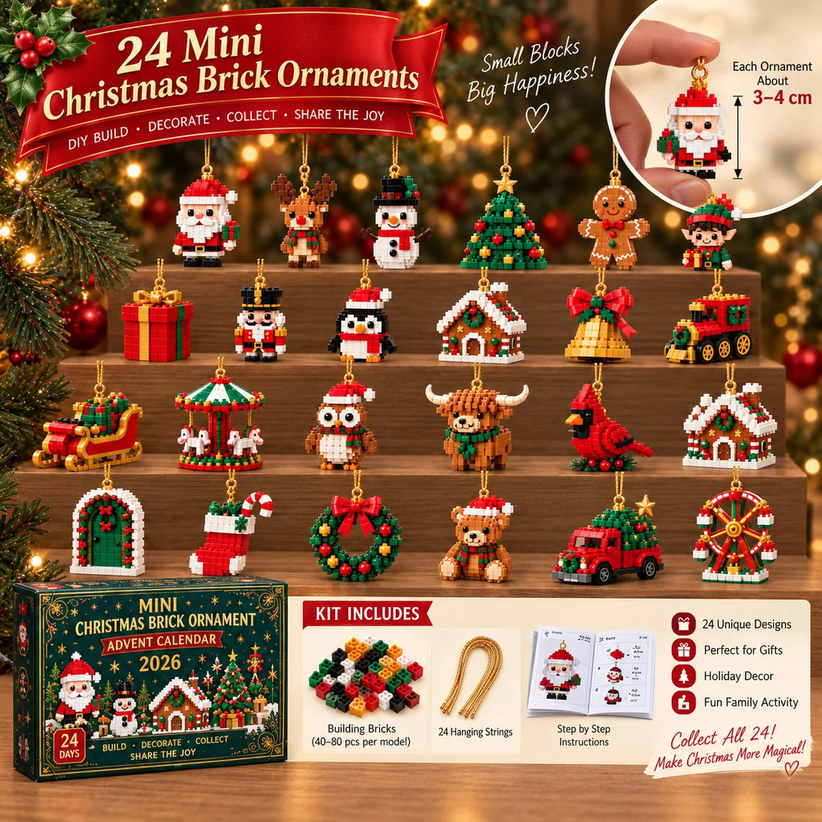 Advent Calendar 24 Mini Building Sets With Hanging Loops