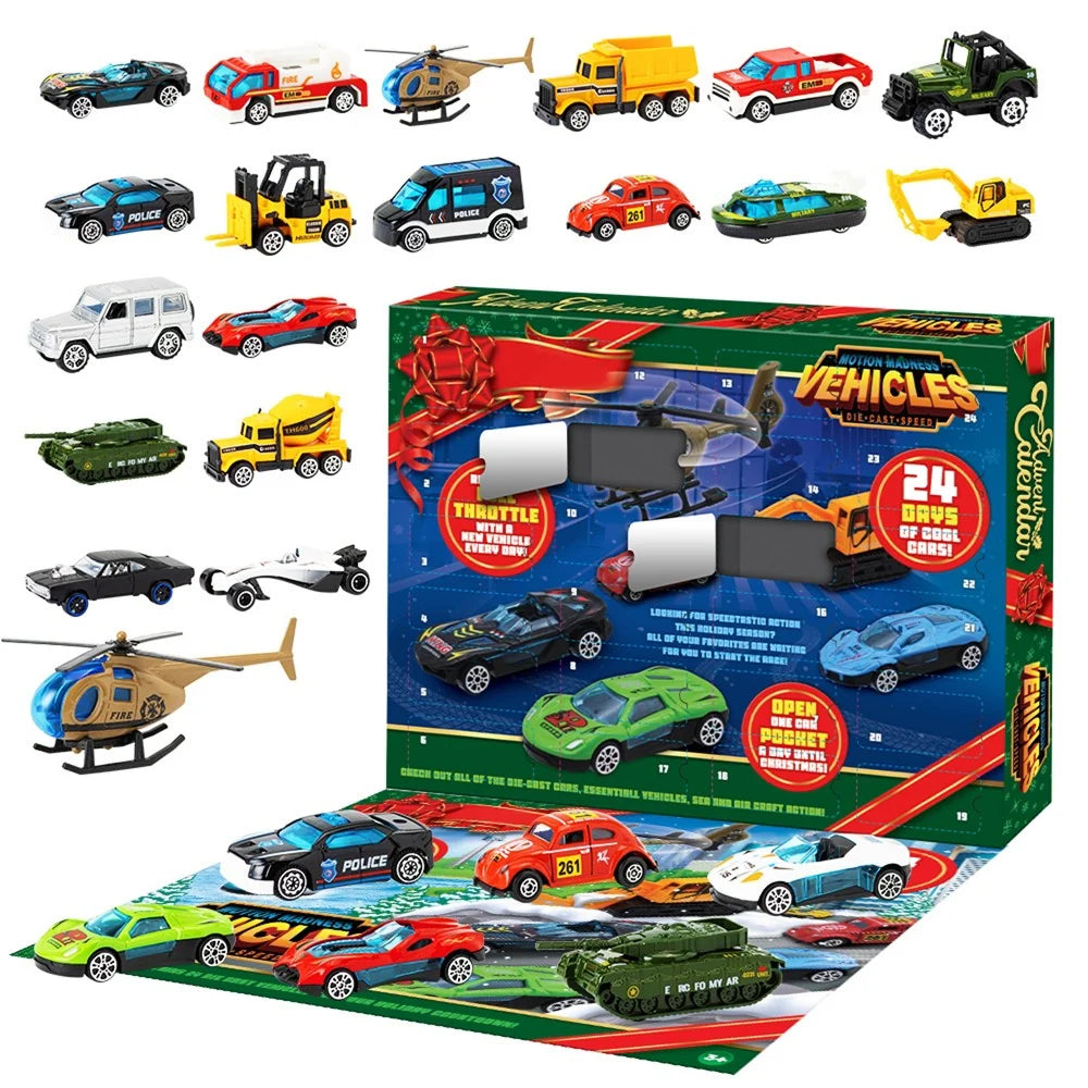 Advent Calendar 24 Mini Vehicles 1:64 Scale