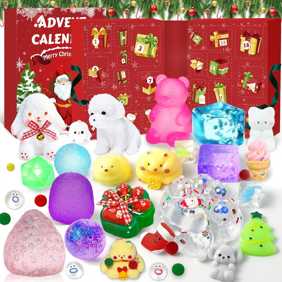 Advent Calendar 24 Squishy Toys Washable TPR