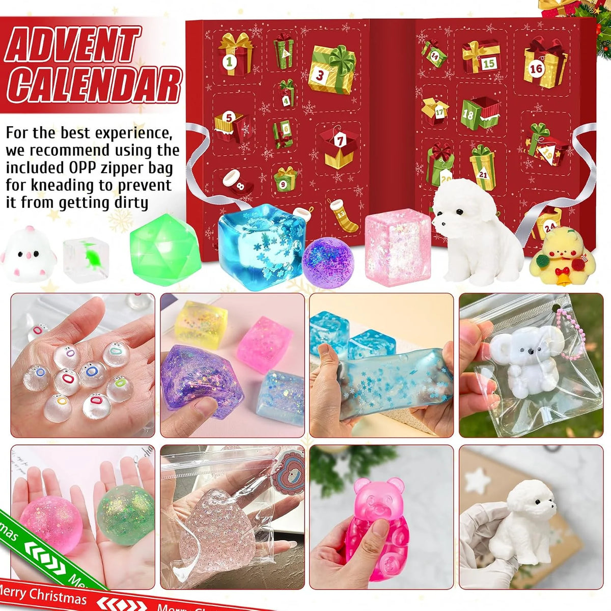Advent Calendar 24 Squishy Toys Washable TPR