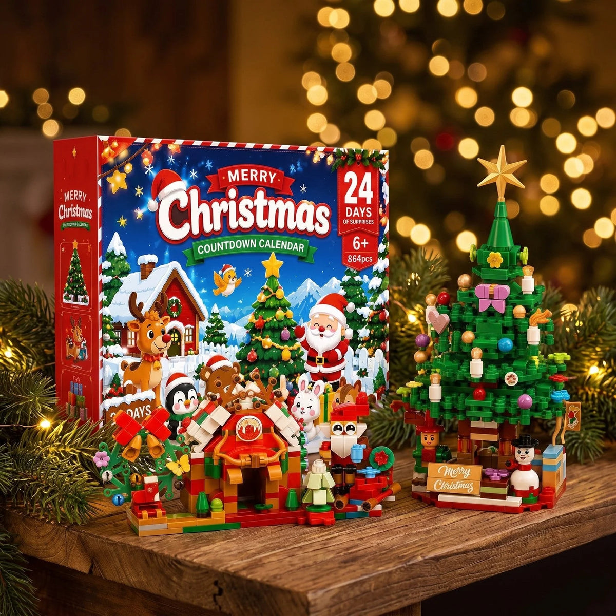 Advent Calendar 864-Piece Christmas Village Building Bricks