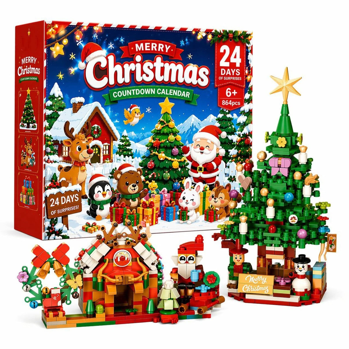 Advent Calendar 864-Piece Christmas Village Building Bricks