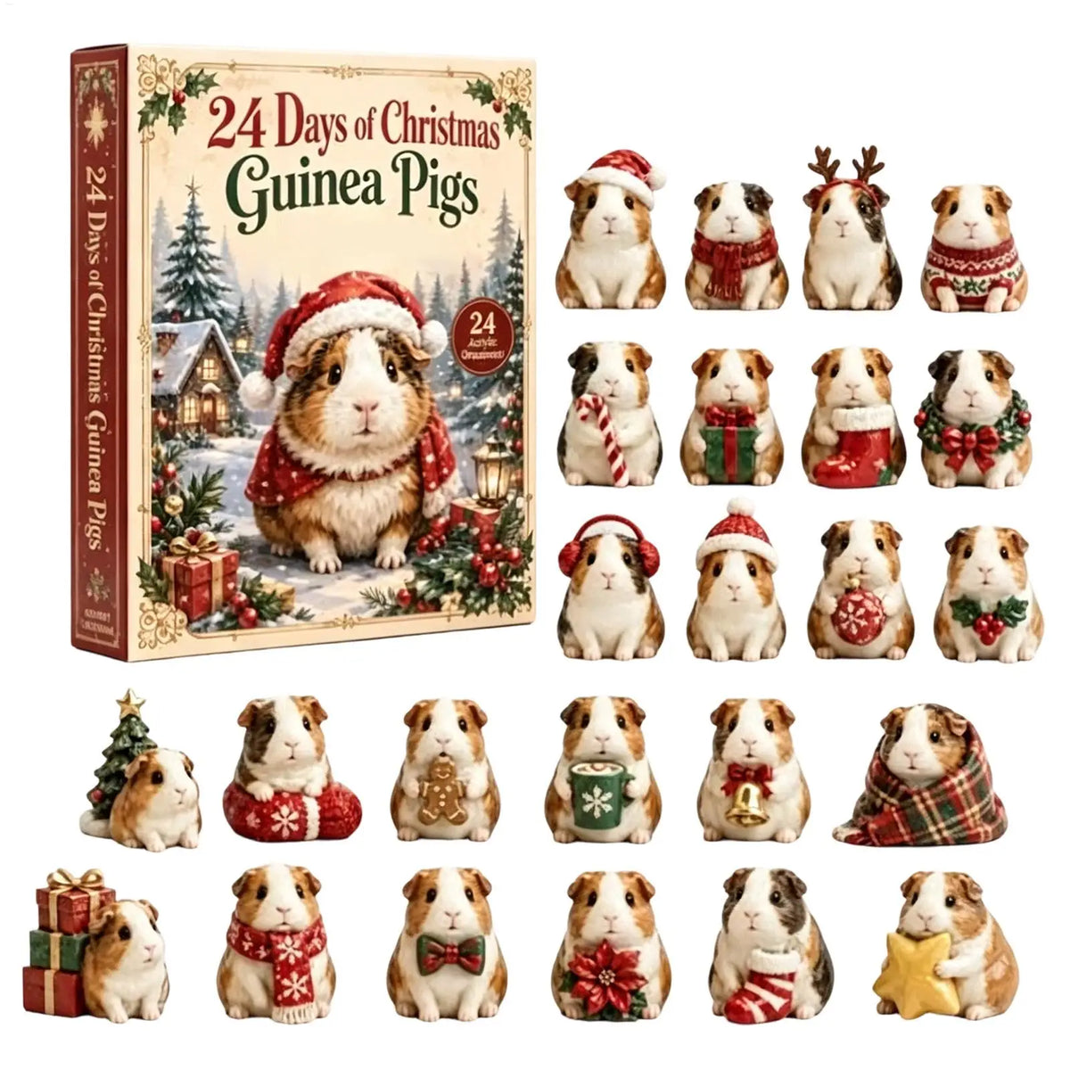 Advent Calendar Acrylic Guinea Pig Ornaments Set of 24