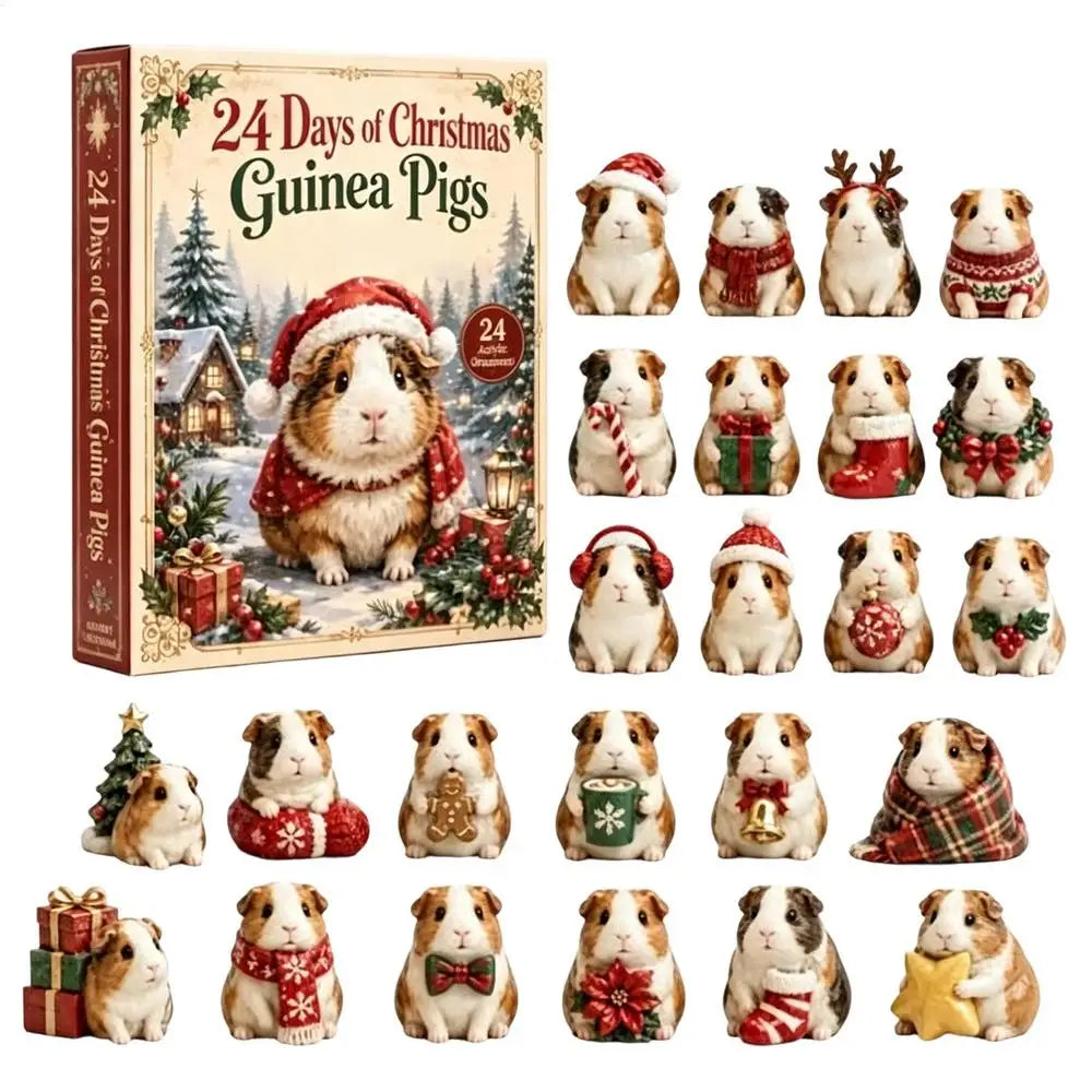 Advent Calendar Acrylic Guinea Pig Ornaments Set of 24