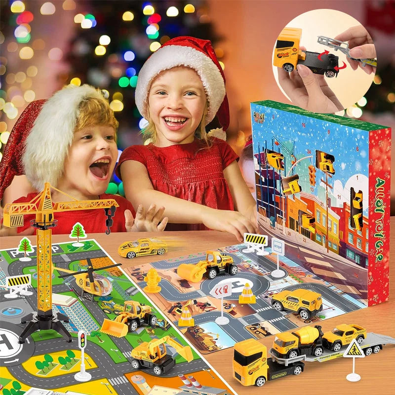Advent Calendar Construction Vehicle Play Set With Crane & Traffic Signs