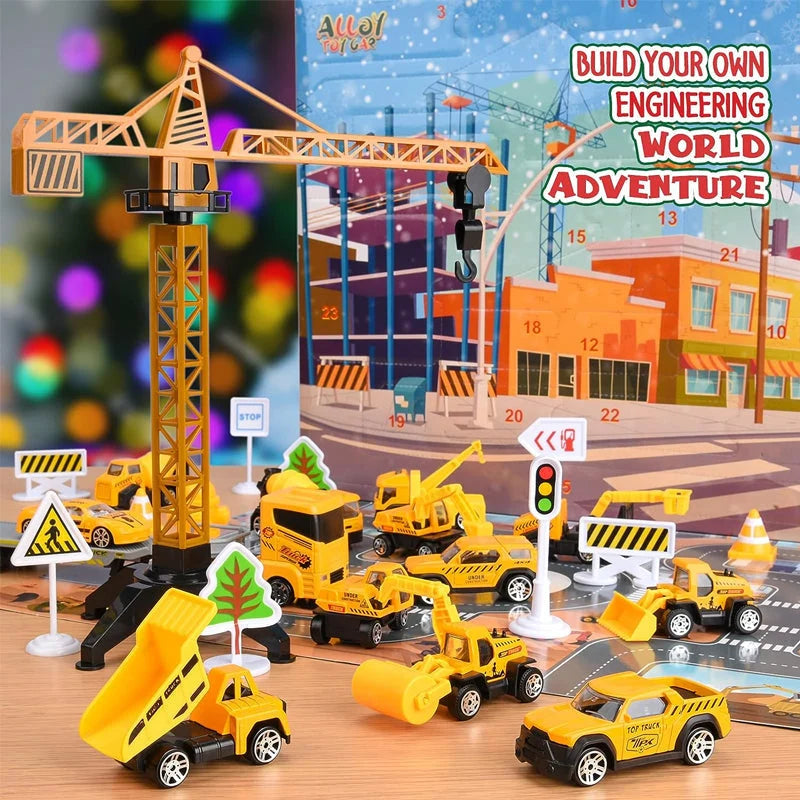 Advent Calendar Construction Vehicle Play Set With Crane & Traffic Signs