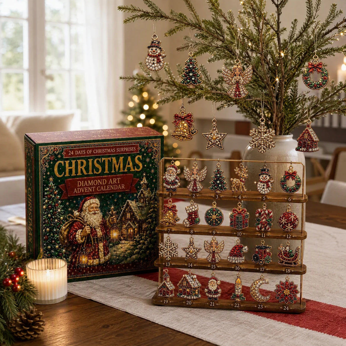 Advent Calendar Diamond Art Ornament Kit 24 Compartments