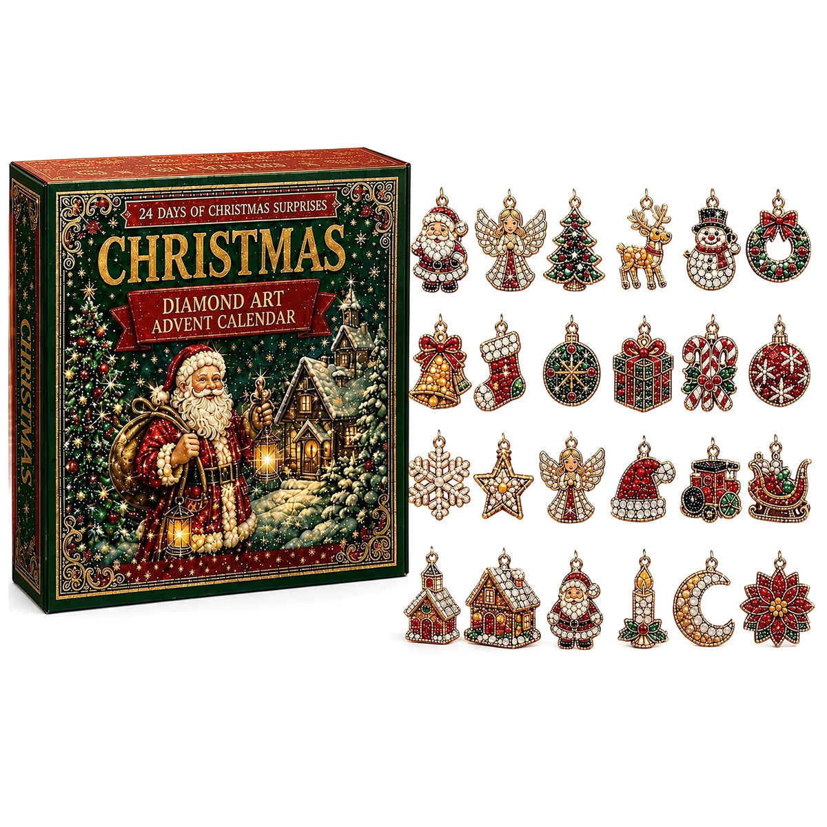 Advent Calendar Diamond Art Ornament Kit 24 Compartments