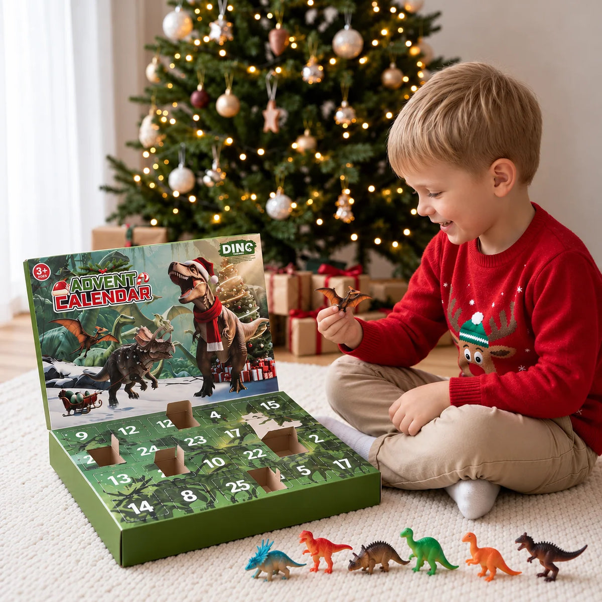 Advent Calendar Dinosaur-Themed 24-Day Countdown for Kids
